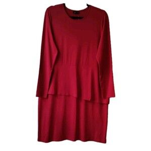 J. Jill Women Wearever Collection Tiered Dress Red Long Sleeve Women's Sz M